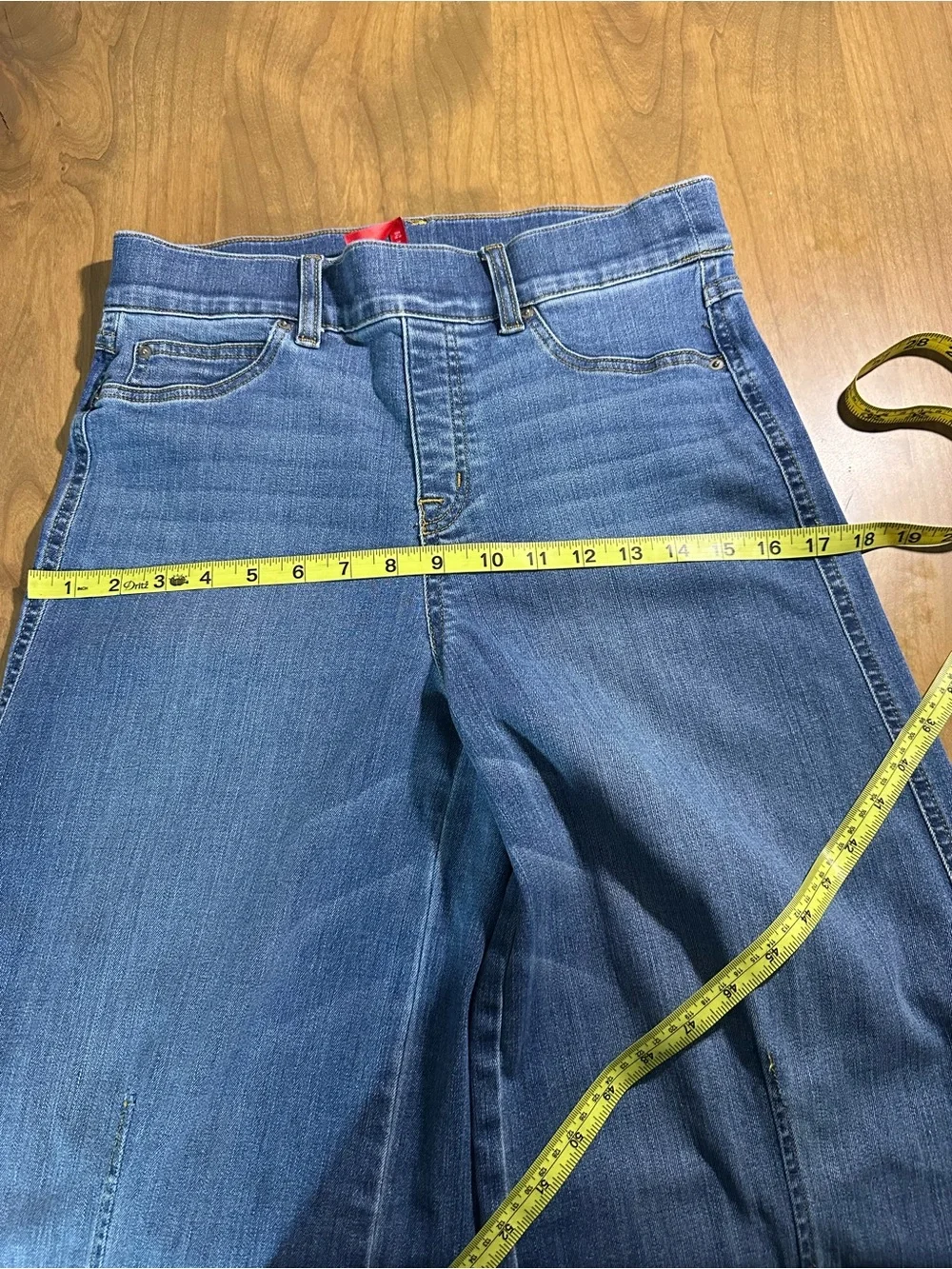 SPANX Petite Wide Leg Jeans Medium Wash High Rise Pull On Pants M - Picture 7 of 10